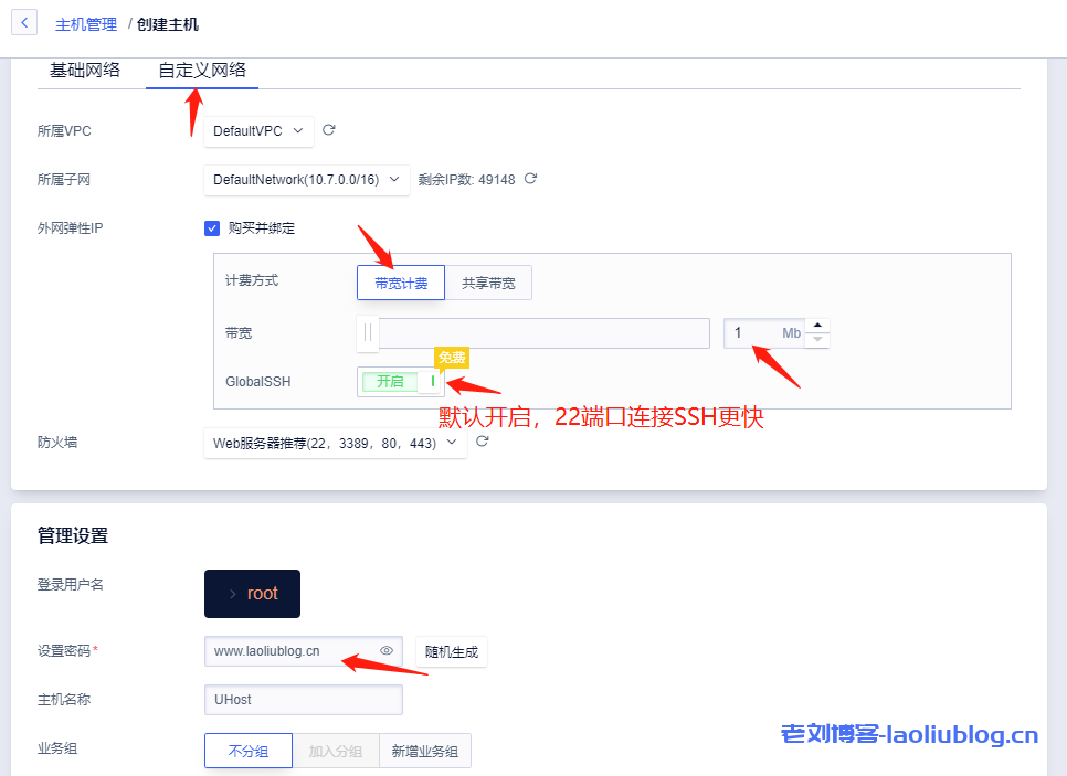 自定义云主机网络