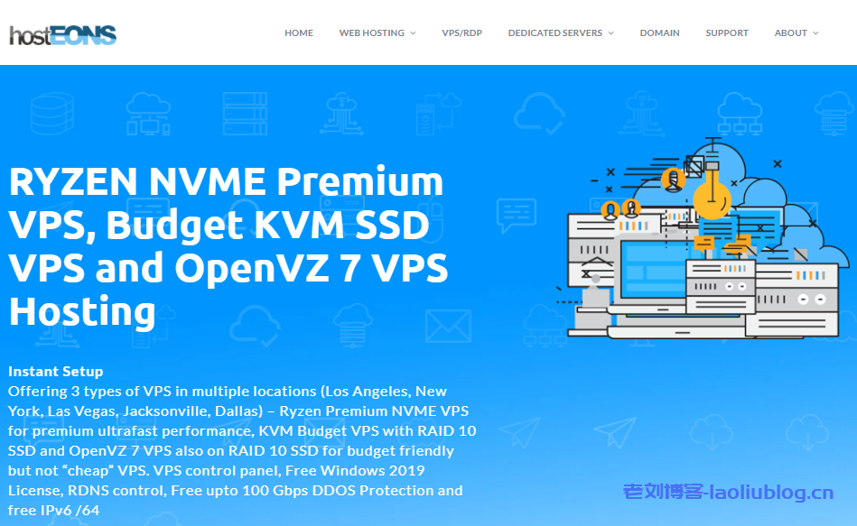 hostEONS最新消息:KVM架构VPS升级G口带宽,启用NVME硬盘,100G防御,老用户发工单免费升级