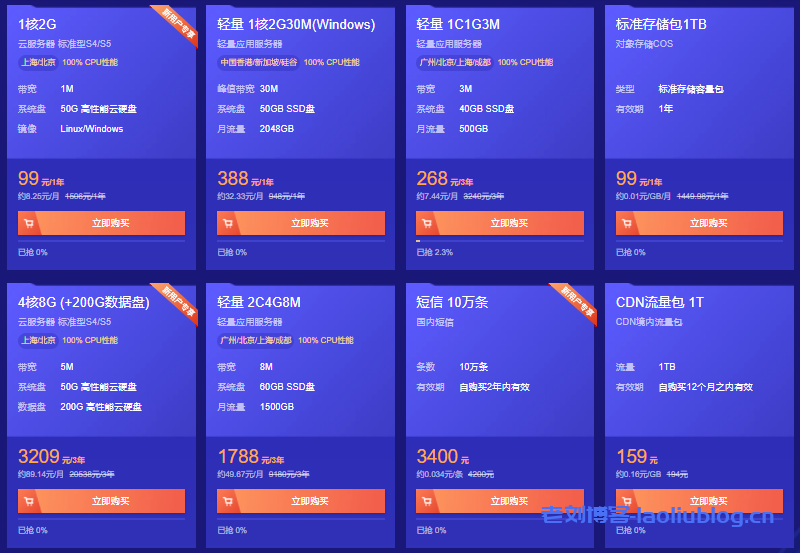 腾讯云最新限时秒杀:高性能云服务器1核2G年付99元,轻量应用服务器2核4G8M年付仅598元