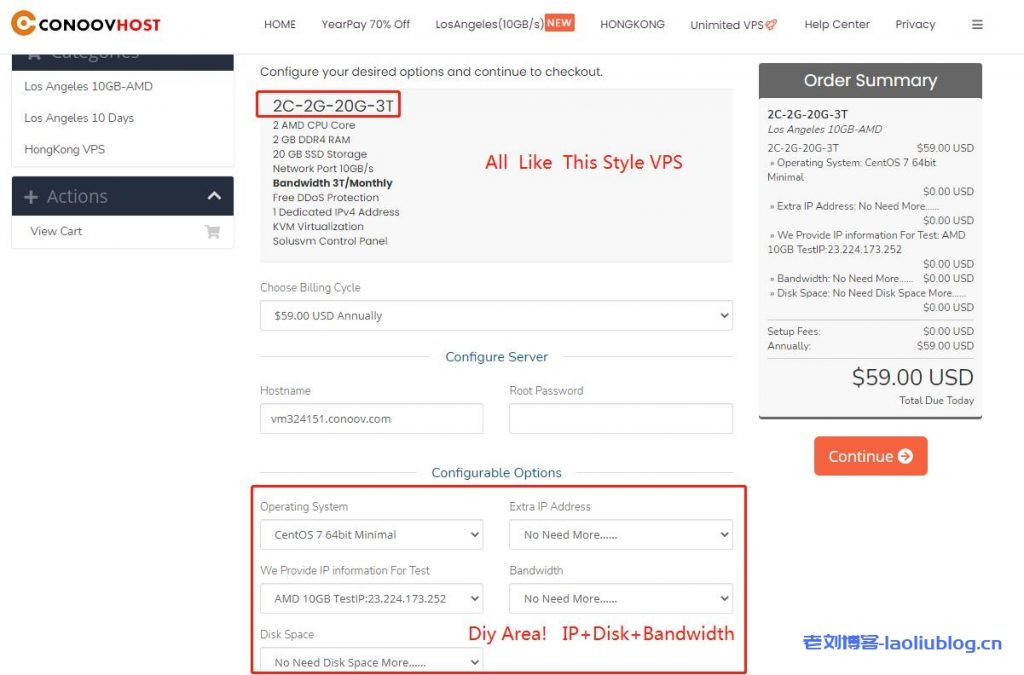 CoNoov上线2核（AMD CPU）2G内存20G NVMe硬盘10Gbps带宽3TB月流量配置洛杉矶大带宽VPS年付仅需59美元附丢包率及下载速度测试
