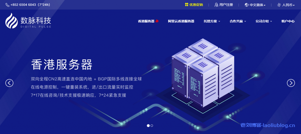 数脉科技香港BGP大带宽三网直连服务器8折468元/月起(30M-100M不限月流量)