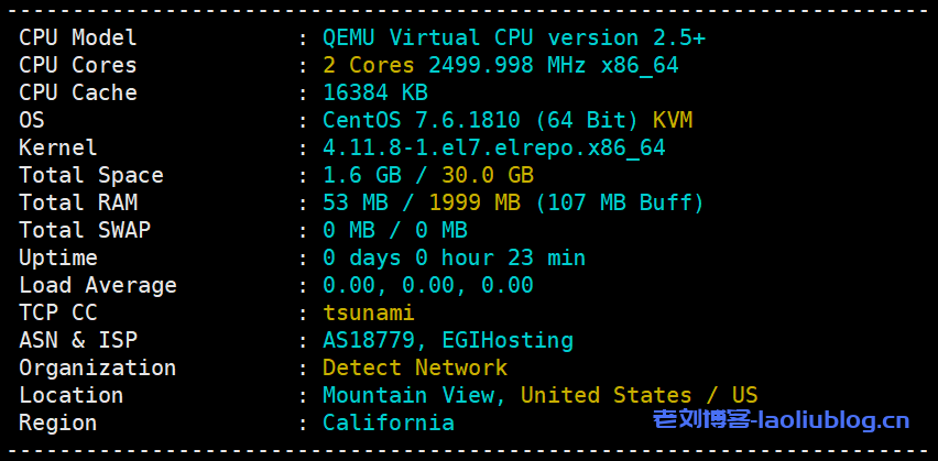 OuLuCloud欧路云2核2G内存100M带宽美国圣何塞VPS性能简单测评