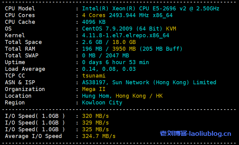 快云科技主机测评：香港云新界CN2线路7区4核4G内存20Mbps共享带宽29元/月起