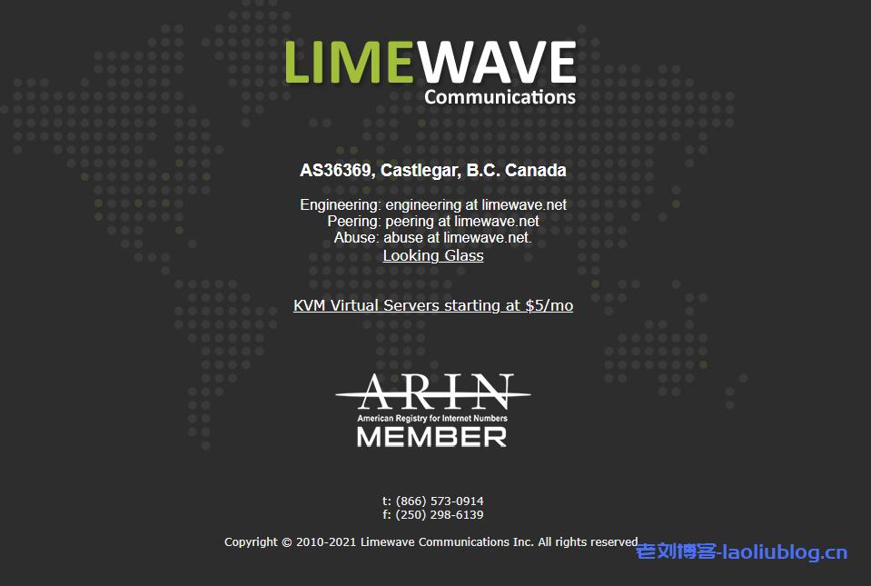 LimeWave加拿大VPS:1核1G内存60G hdd硬盘500G月流量/共享G口带宽$1.85/月,提供2个加拿大原生IP