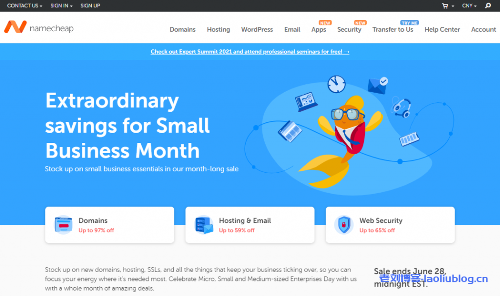 海外域名注册商NameCheap发布年中小企业优惠月活动,.COM域名注册44.62元/年,PositiveSSL SSL证书38.29元/年